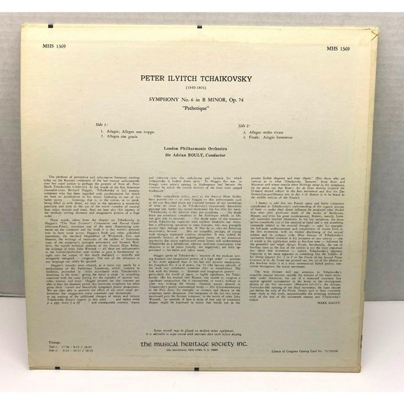 Peter Ilyitch Tchaikovsky Symphony No 6 in B Minor Op 74 Vinyl LP Pathetique - Picture 5 of 5